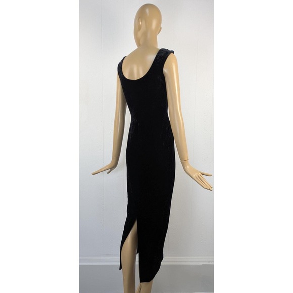 Vintage 90's Betsey Johnson black velvet maxi dress, vintage black velvet prom - Picture 3 of 5